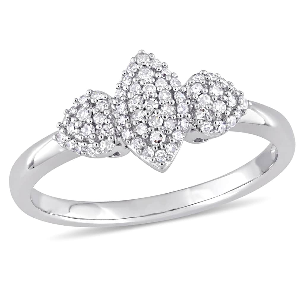 Miadora 1/5ct TDW Diamond Leaf and Heart Shaped Cluster Ring in 14k White Gold
