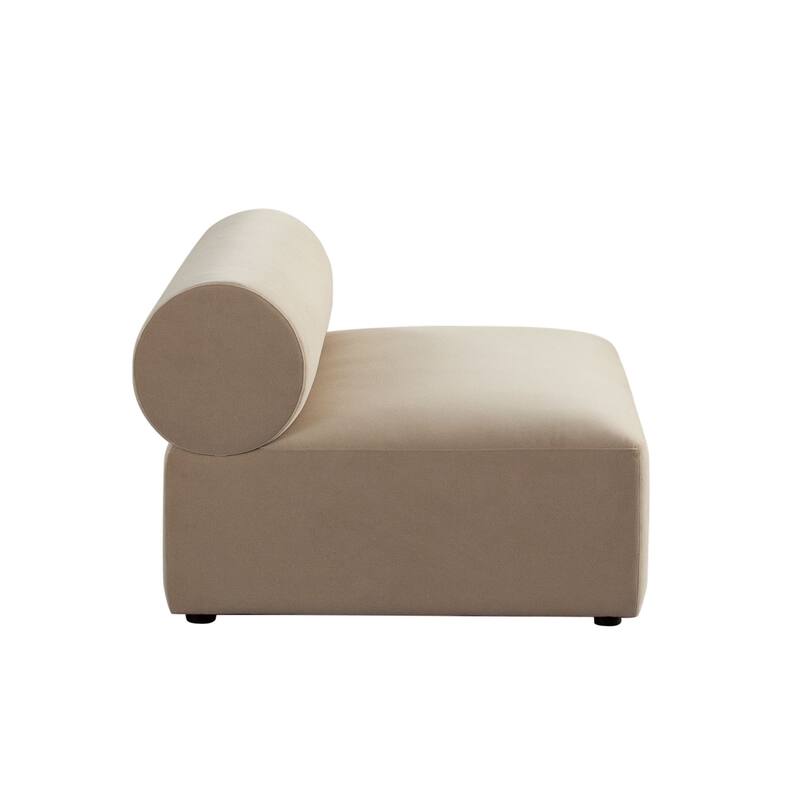Zey Modular Armless Chair with Low Back, Light Camel Brown Velvet