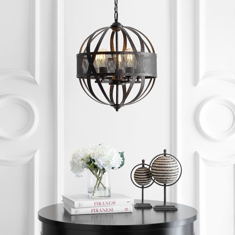 SAFAVIEH Lighting Colby Adjustable 5-light LED Brass Pendant - 17"W x 17"D x 97"H