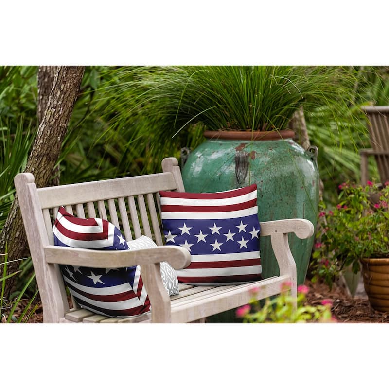 July 4th Stars and Bars Indoor/Outdoor Throw Pillow