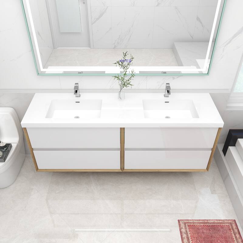 Selina 72" Wall Mounted Vanity with Double Sink - 72