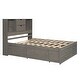 preview thumbnail 7 of 12, Gray Platform Bed wBuilt-in Storage Shelf & 8 Drawers, Kids Storage Beds Bookcase Headboard Space-Saving Beds for Teens Adults