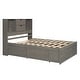 preview thumbnail 7 of 12, Wood Platform Storage Bed Bookcase Headboard Beds w 8 Drawers, Gray