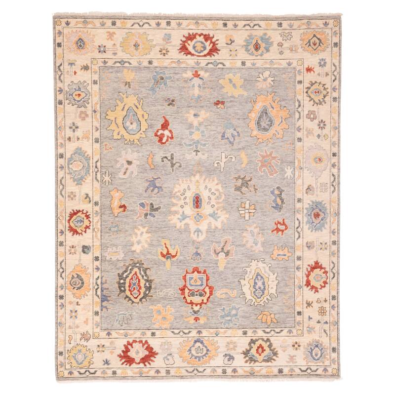 ECARPETGALLERY Hand-knotted Modern Oushak Grey Wool Rug - 8'1 x 10'2