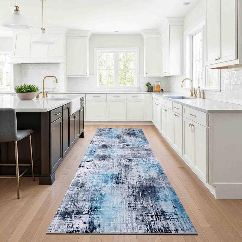 Delara Machine Washable Area Rug, Soft & Durable, Non-Slip Backing, Eco- Friendly GRS certified. - 2' 6" x 10' - Frosted Azure - Runner