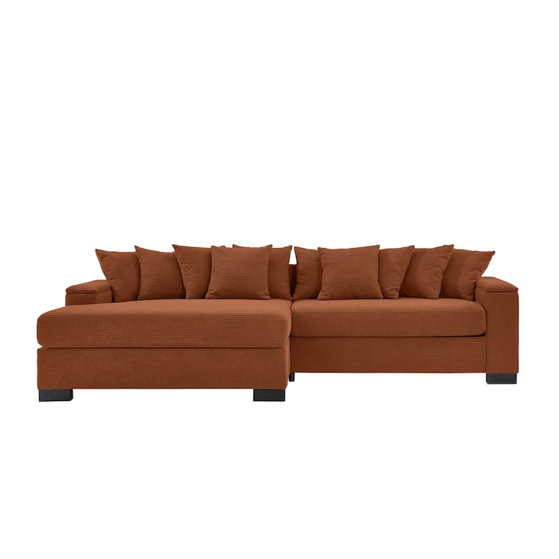 111" Corduroy L-Shaped Sectional Sofa with Convertible Chaise