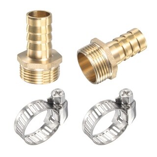 2 Set Brass Hose Fittings Straight 16mm Barb x G3/4 Male Thread with ...
