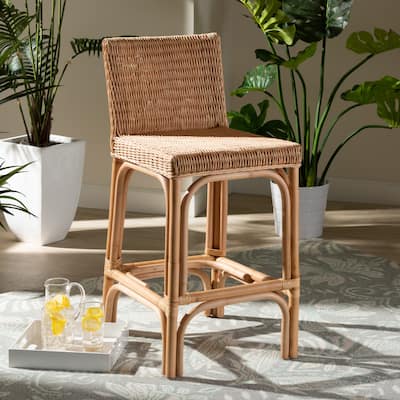 Athena Modern and Contemporary Natural Finished Rattan Counter Stool