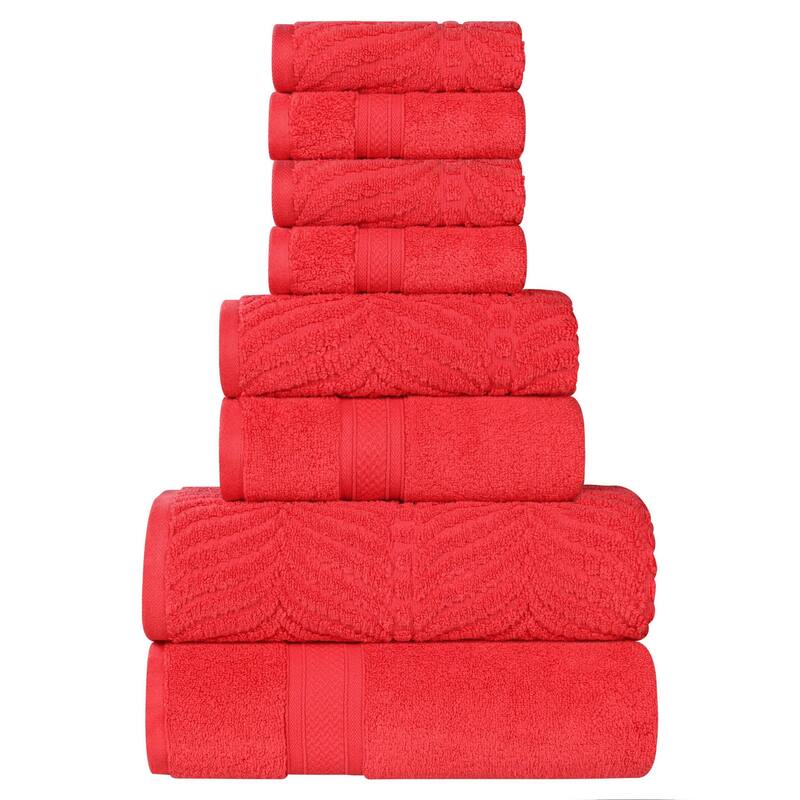 Superior Chevron Zero Twist Solid and Jacquard Cotton 8 Piece Towel Set