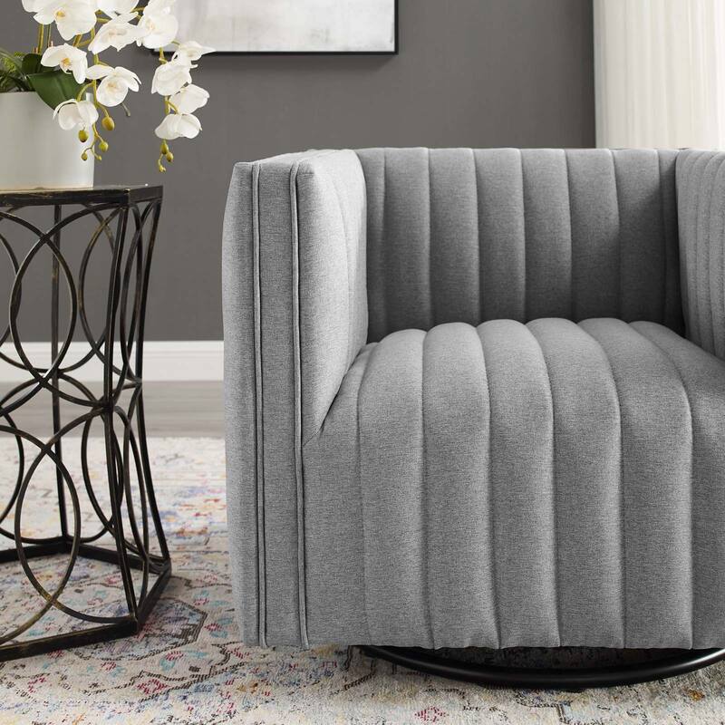 Perception Tufted Swivel Upholstered Armchair