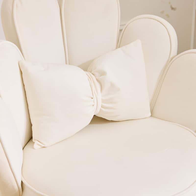 Scalloped Petal Velvet Accent Chair with Pillows