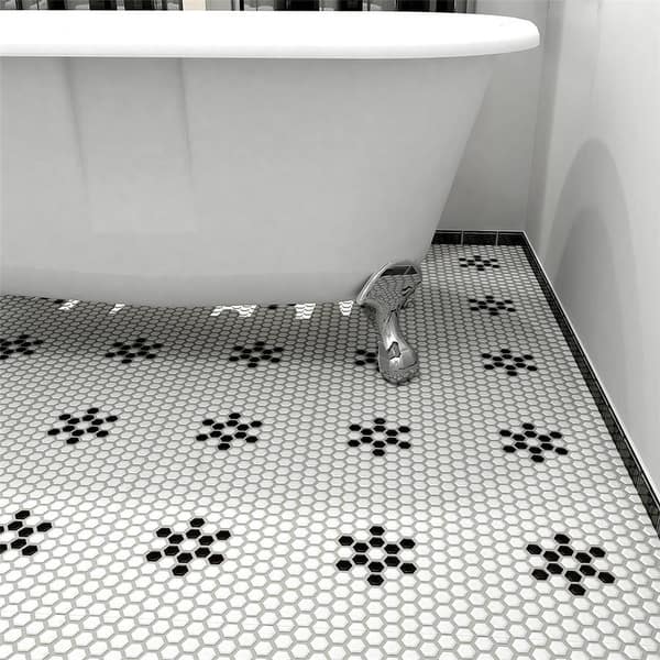 slide 2 of 11, Merola Tile Metro 1" Hex Matte White Snowflake 10-1/4"x11-7/8" Porcelain Mosaic Tile
