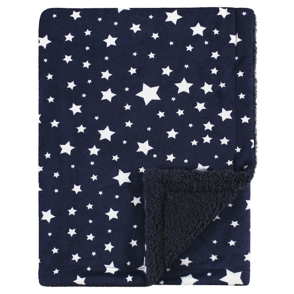 slide 1 of 1, Hudson Baby Unisex Baby Plush Blanket, Navy Star, One Size - Navy Star - One Size One Size - Navy Star