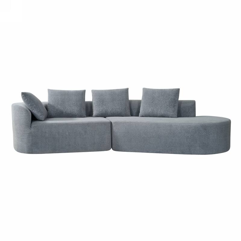 116" Curved Sectional Sofa with Chaise Lounge - High-Density Sponge Cushions, 2-Piece Set, Right-Hand Facing, Fully Assembled