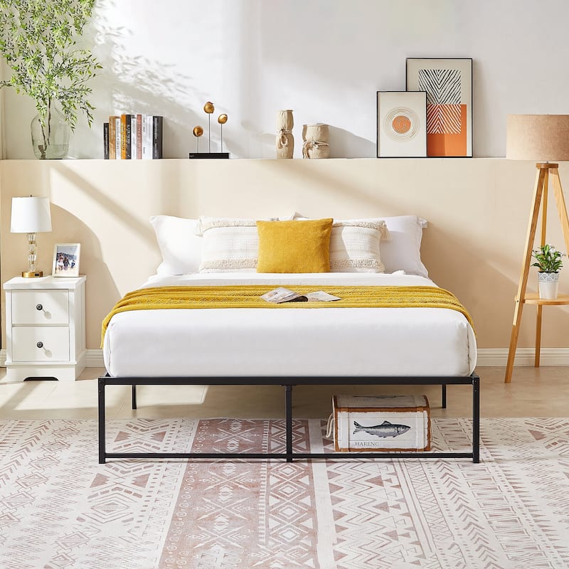 Javlergo 14-Inch Queen Size Metal Platform Bed Frame, No Box Spring Needed