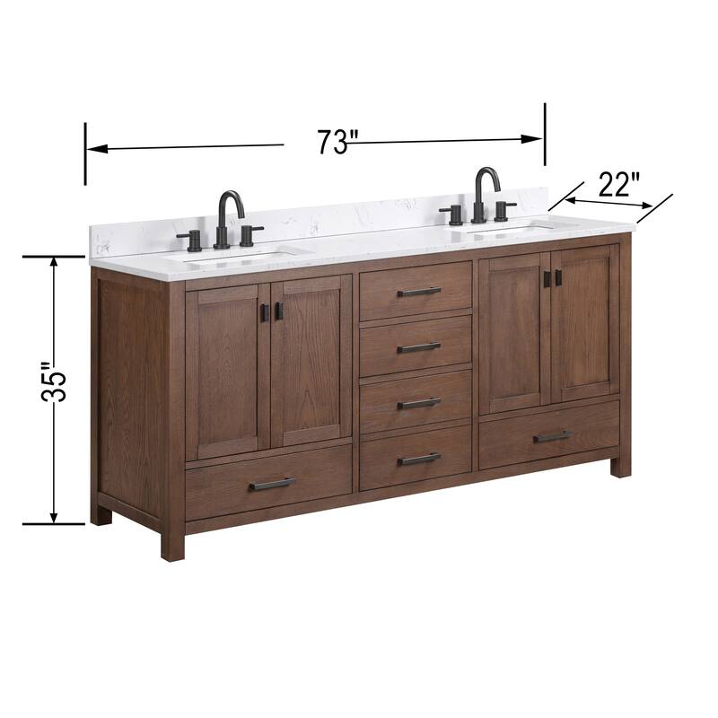 Avanity Modero 72 in. Double Sink Bathroom Vanity with Engineered Stone Top - 73"W x 22"D x 35"H