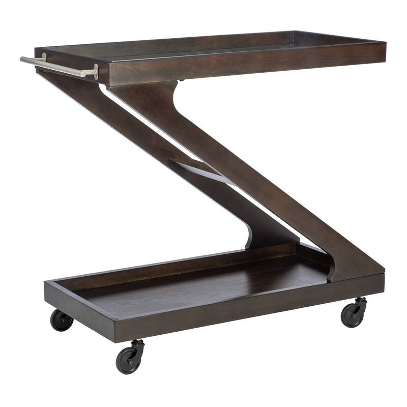 Z Shaped Wooden Serving Bar Cart - 39.5" - Brown