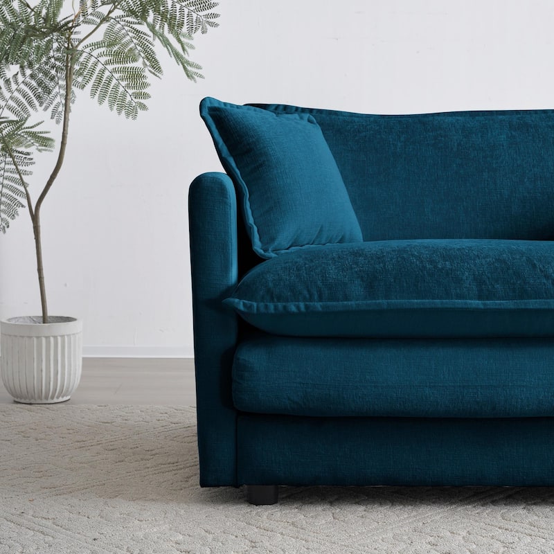 Sturdy Solid Wood Frame Sofa with Chenille Upholstery