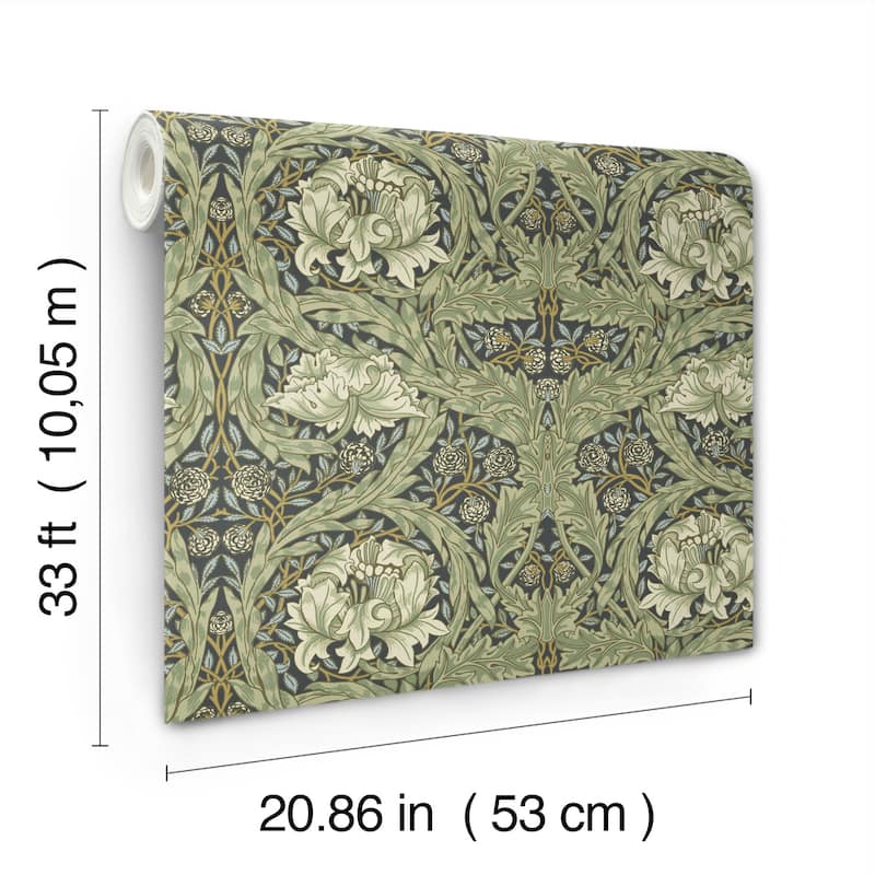 African Marigold Sea Green Floral Wallpaper