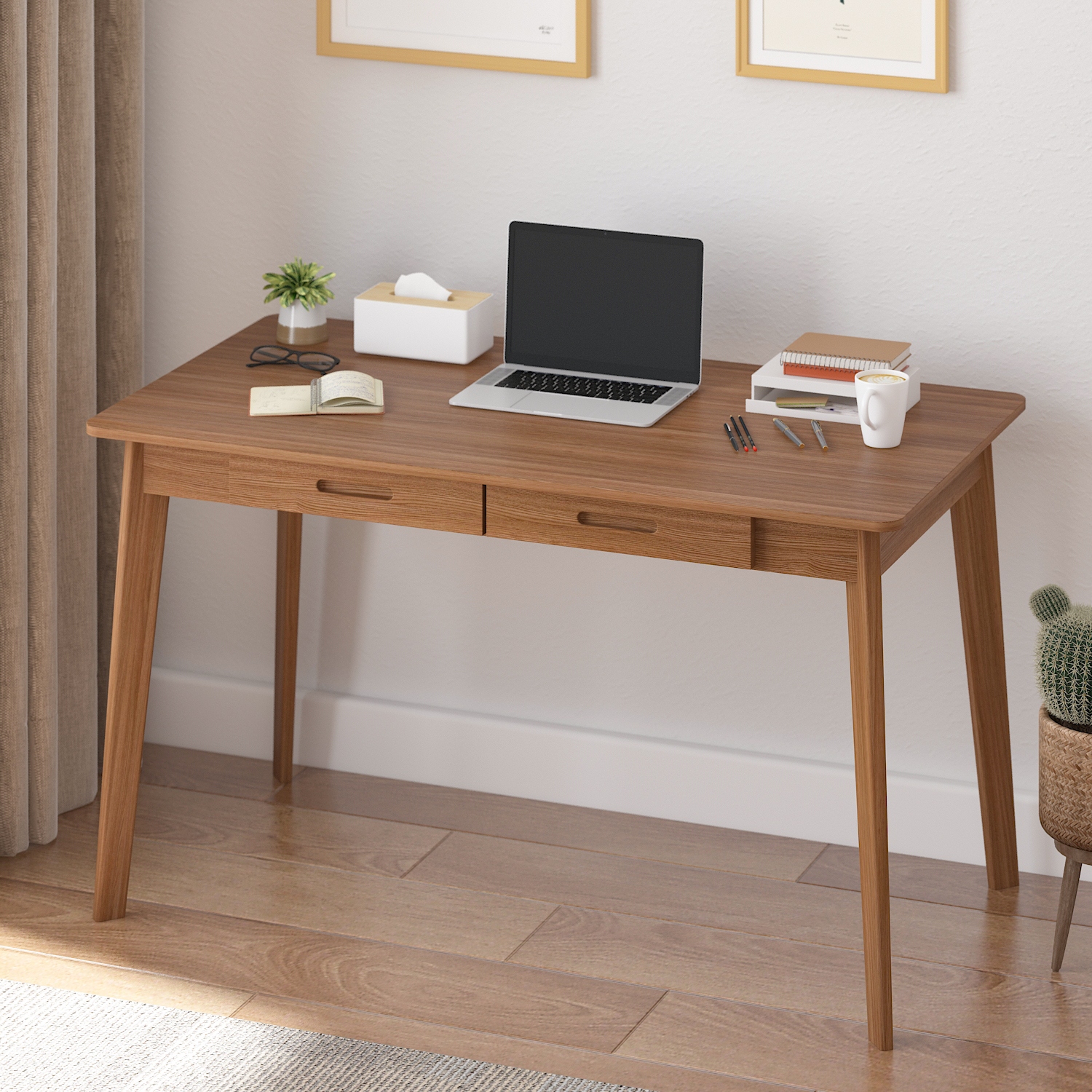 Timechee Brown Wooden Computer Desk, 47