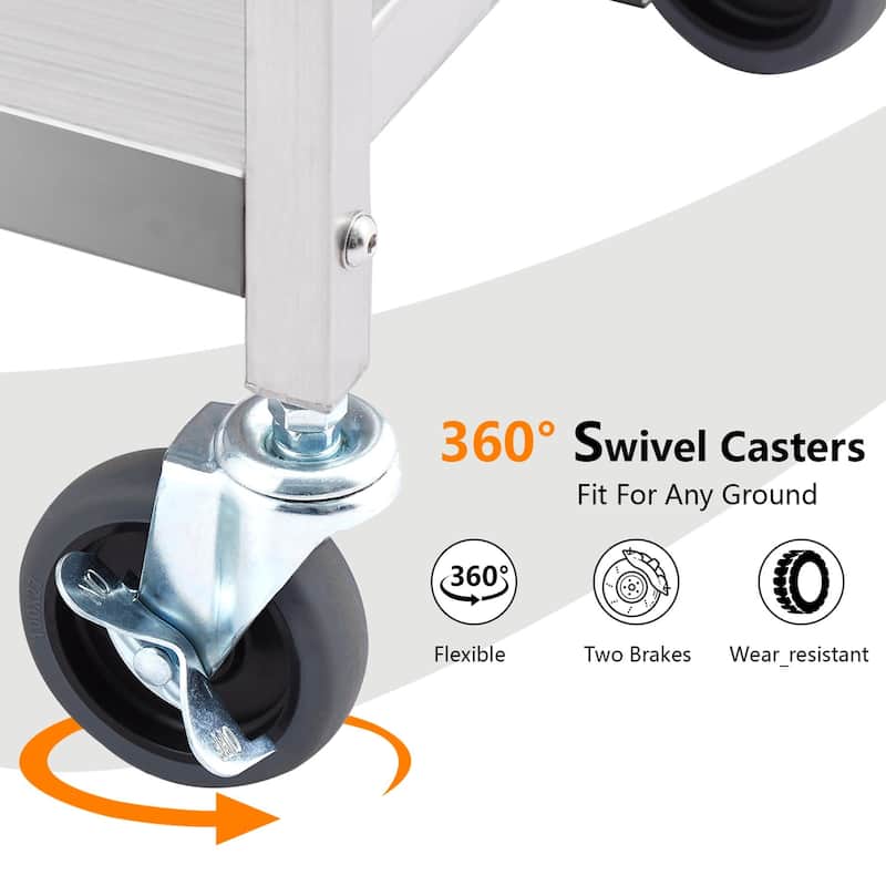 3-Tier Folding Utility Service Cart with Lockable Wheels
