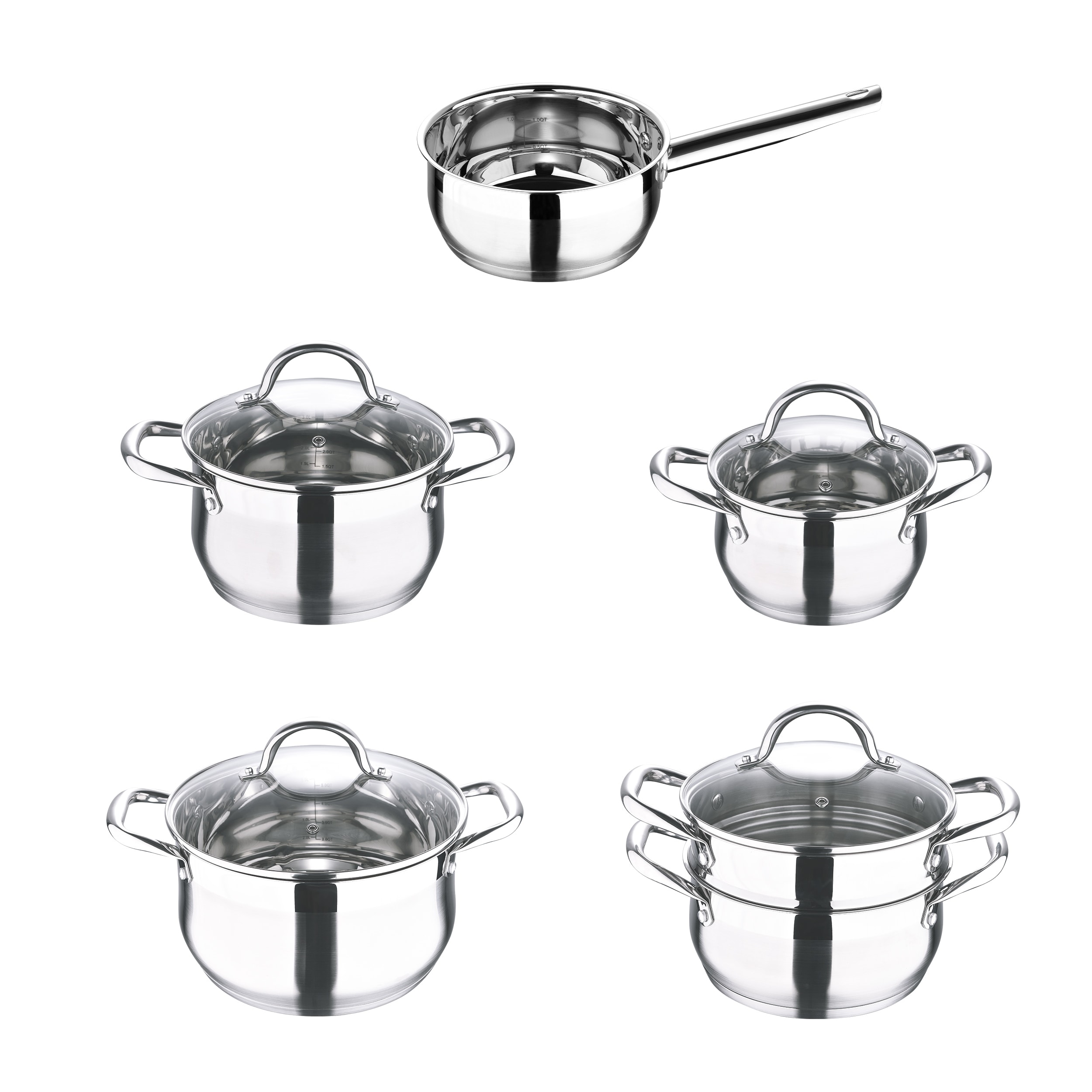 Bergner Midnight Series Stainless Steel Round 8 Frypan Saute Pan Cookware  NEW
