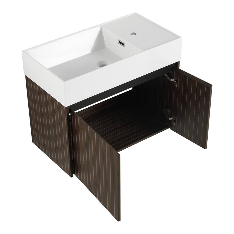 30 Inch Bathroom Cabinet With Sink,Soft Close Doors,Float Mounting Design, For Small Bathroom