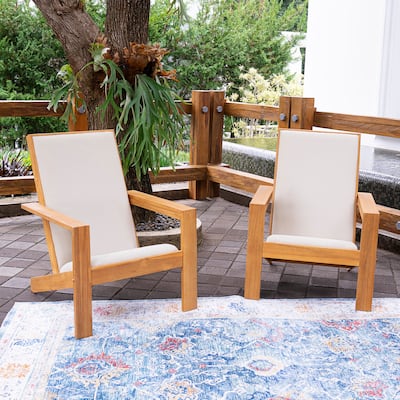 Cambridge Casual Napa Teak Outdoor Adirondack Chair Set of 2 with Padded Seat