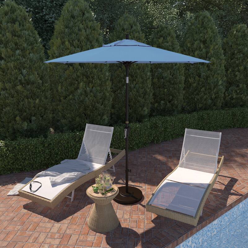 California Umbrella 7.5' Rd. Aluminum Patio Umbrella, Crank Lift with Push Button Tilt, Bronze Finish, Pacifica Fabric - Capri