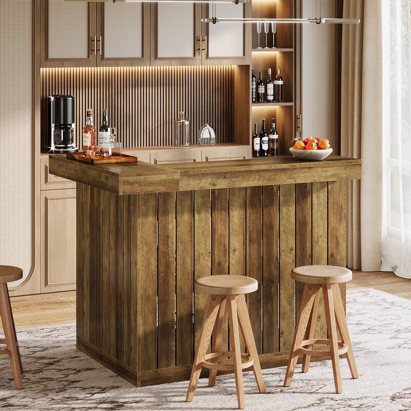 4-Tier L-Shaped Corner Home Liquor Bar Unit Table with Storage