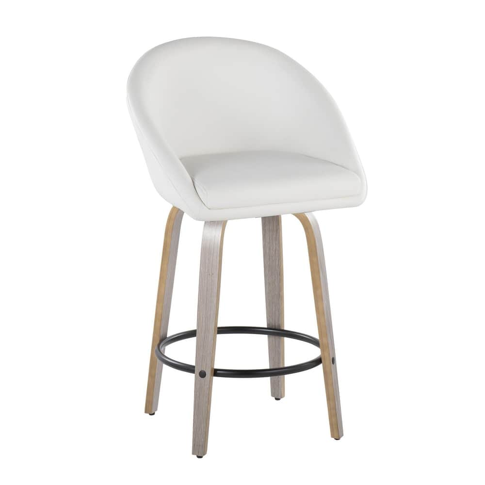 Carson Carrington Livesey High Back 26" Fixed-Height Counter Stool with Bent Wood Legs & Round Footrest (Set of 2)
