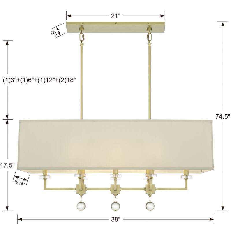 Crystorama Lighting Group Paxton 8 Light 17" Wide Linear Chandelier