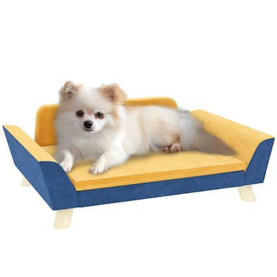 PawHut Dog Sofa Bed, Dog Couch, Pet Sofa for Small Dogs with Soft Cushion, Removable Washable Cover, Orange