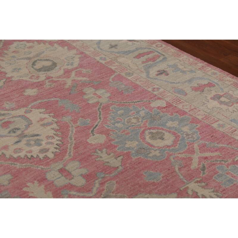 Pink Oushak Vegetable Dye Area Rug Handmade Wool Carpet - 6'0"x 8'8"