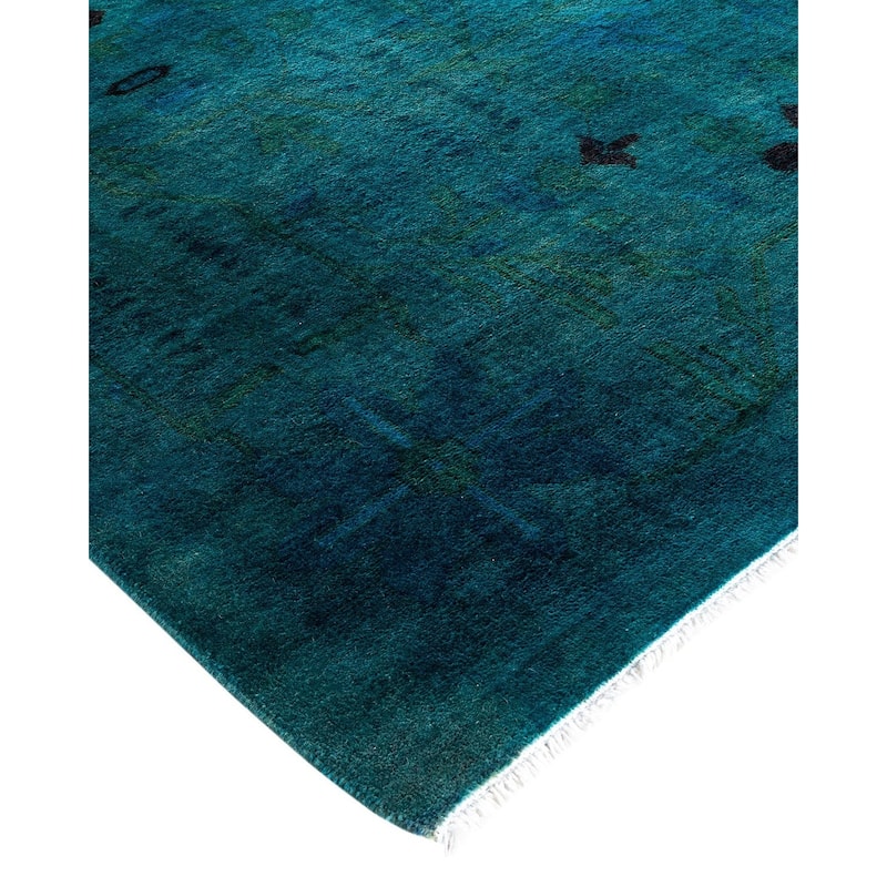 Overdyed, One-of-a-Kind Hand-Knotted Area Rug - Blue - 12' 1" x 15' 3"