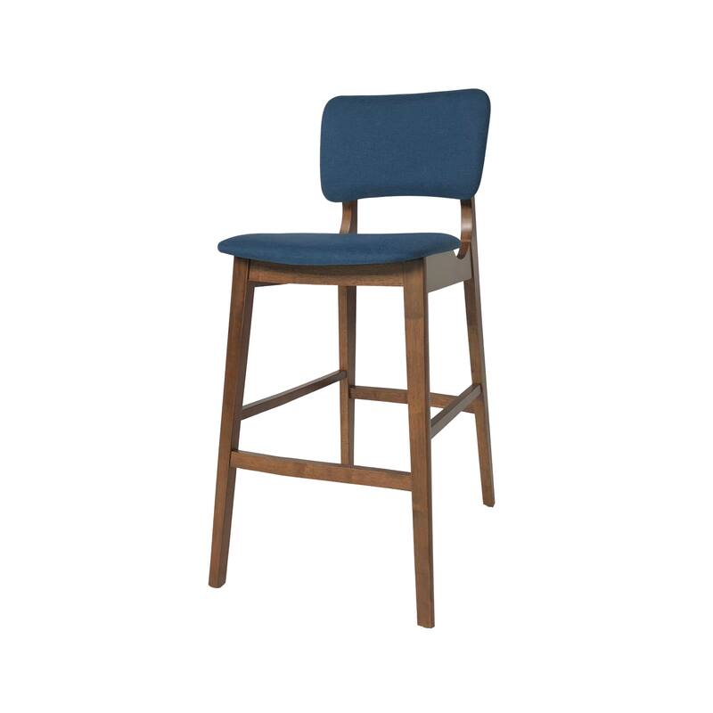 Mid-Century Modern Bar Stools With Soild Rubber Wood Frame, Set Of Two