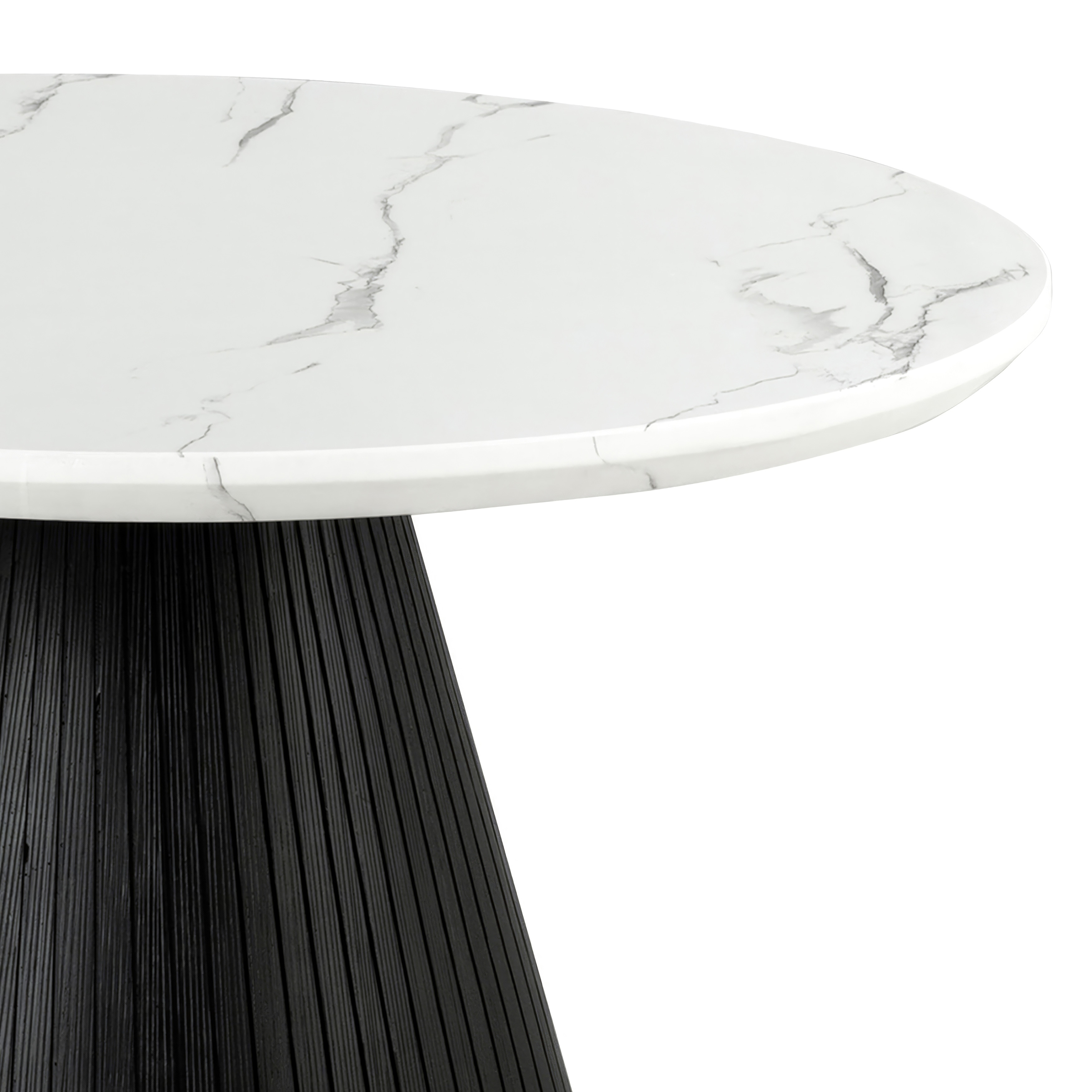 Modern White & Black Faux Marble Round Coffee Table