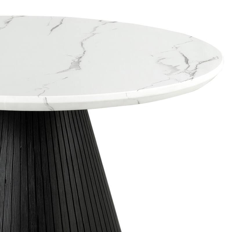 Furniture of America Tonix Modern White and Black Round Faux Marble Top Coffee Table