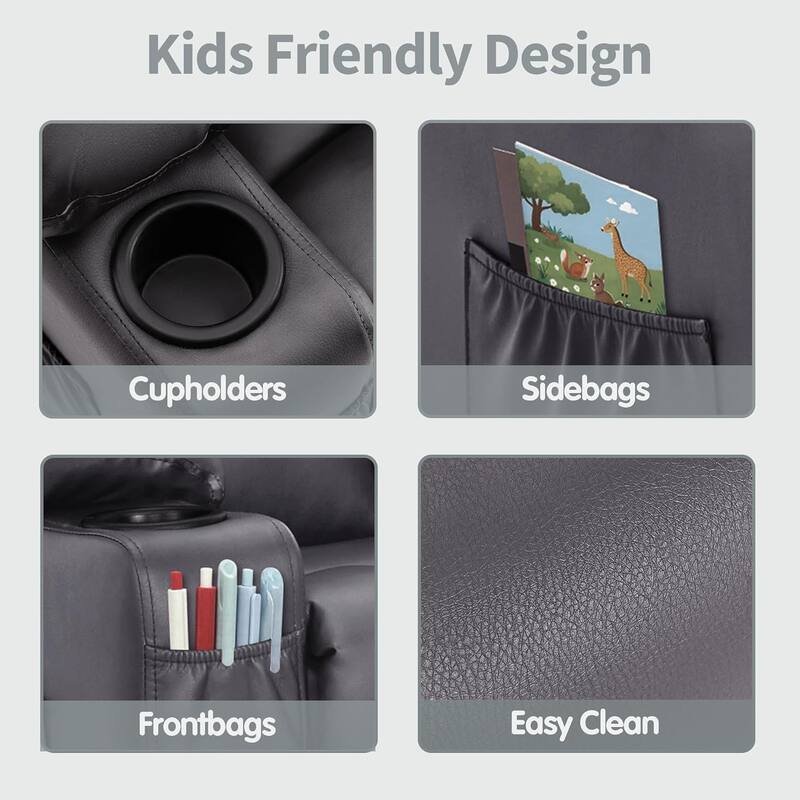 MCombo Big Kids Recliner Chair with Cup Holders - 28.3"(L)x26.0"(W)x34.2"(H)