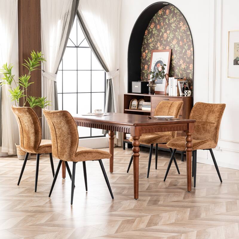 Fabric Upholstered High Back Dining Chairs Set of 2