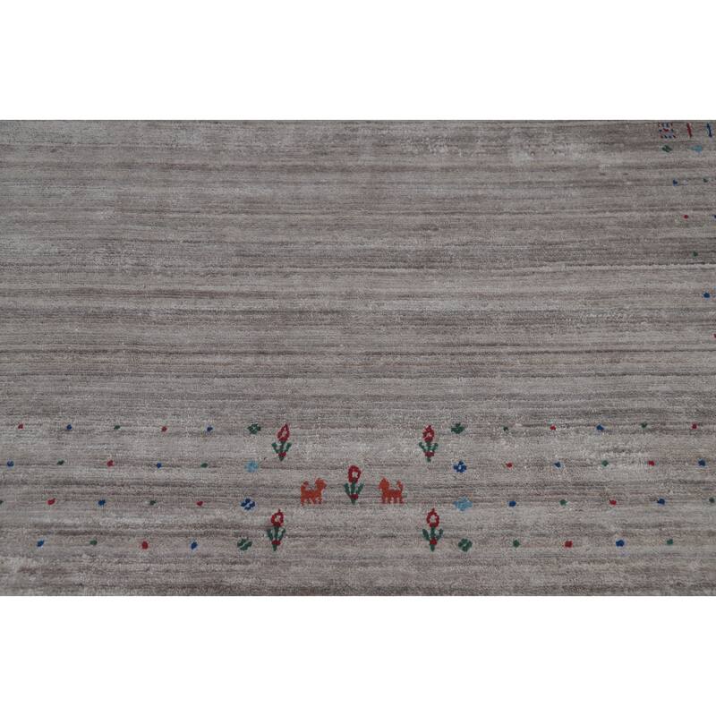 Hand Knotted Oriental 100% Wool Carpet Tribal Tribal Greys & Charcoal Gabbeh Area Rug - 12' 2'' X 9' 1''