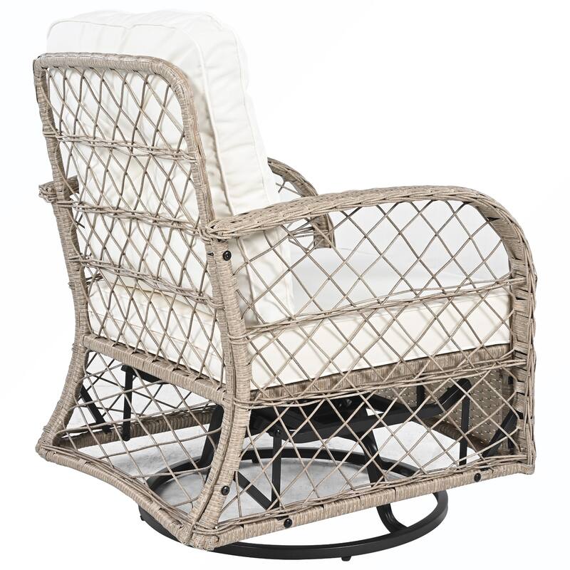 3PCS Rattan Swivel Chair and Table Set