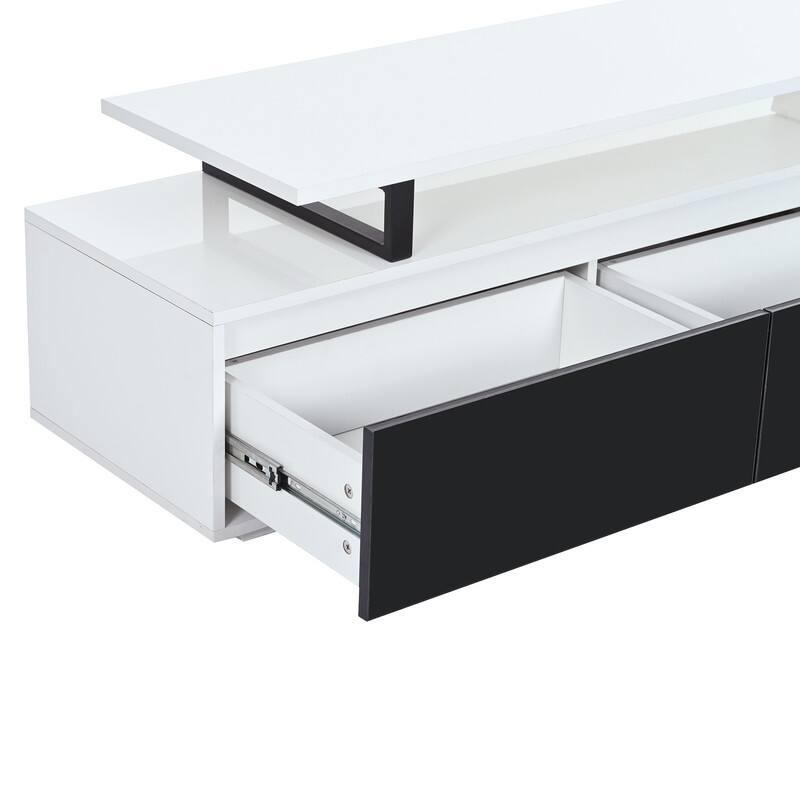 Modern Extendable TV Stand with Storage - Minimalist Rectangle Cabinet for TVs up to 100''