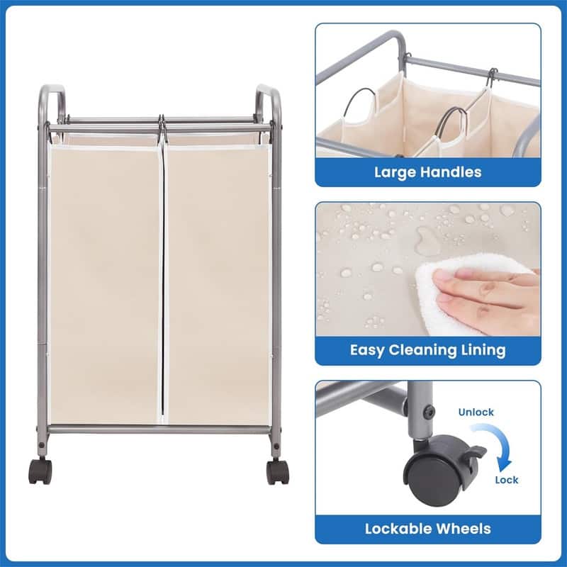 90 L Laundry Hamper with Wheels - 18.5"L x 16.92"W x 31.5"H