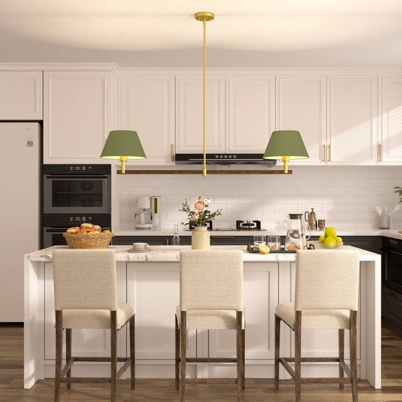 Acroma - 2 Light Gold Dimmable Lamp Shade Chandelier - N/A