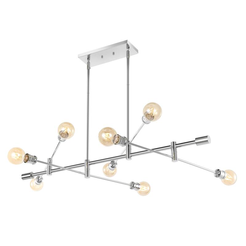 Cato Modern Iron Arm-Adjustable LED Chandelier, Chrome by JONATHAN Y