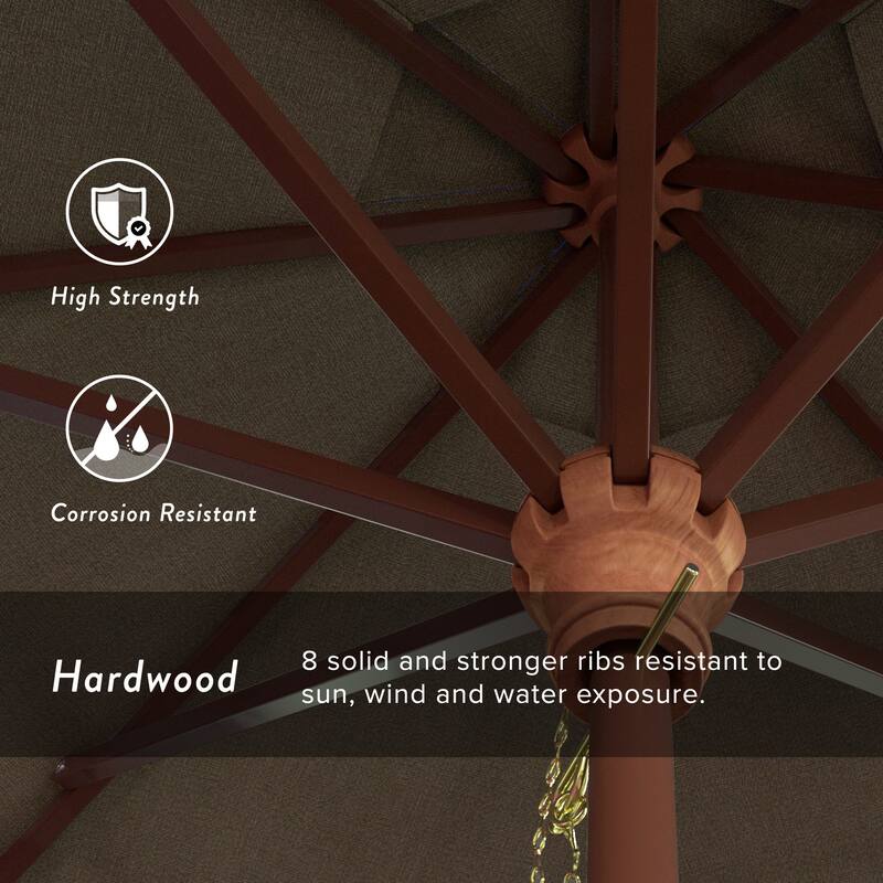 California Umbrella 9-ft. Round Marenti Wood-framed Olefin Patio Umbrella (No Base)