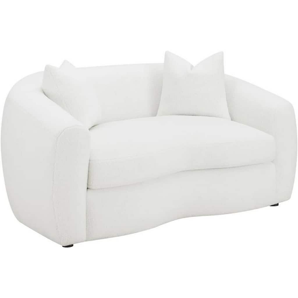 Viola 68 Inch Retro Curved Loveseat, Hypoallergenic White Boucle Fabric