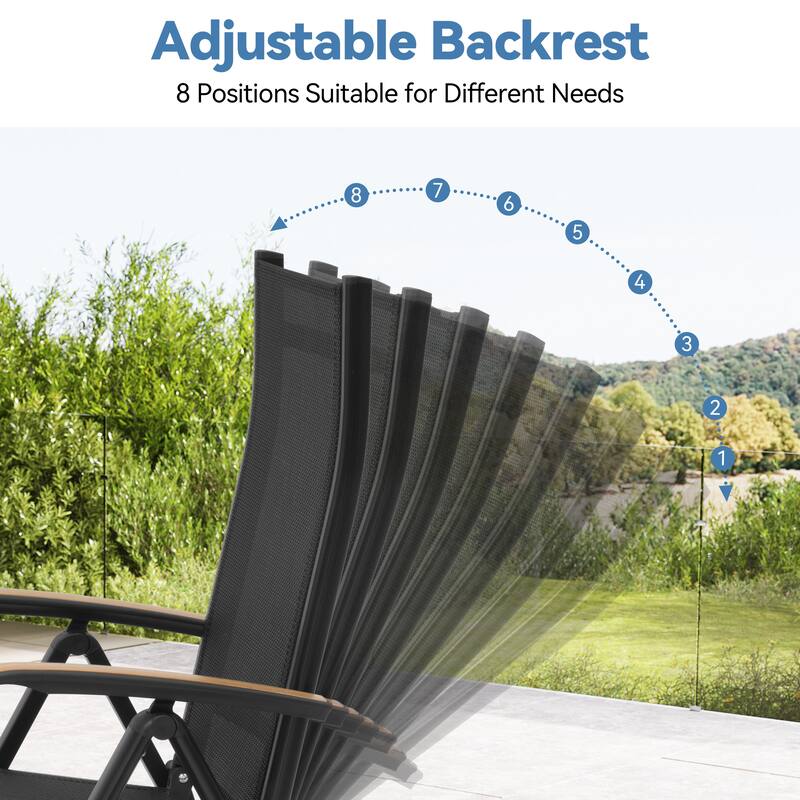 VredHom 11PC Outdoor Patio Aluminum Expandable Rectangle Dining Set Table with Folding Chairs