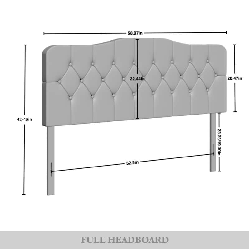 CraftPorch Velvet Button Tufted Curved Adjustable Headboard
